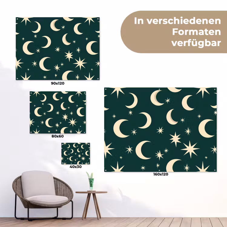 Manen - Sterren - Groen tuinposter los doek klein 239 -Xsfeer9_DE
