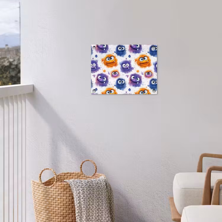 Monstertjes - Aquarel - Kleurrijk tuinposter los doek klein 239 -sfeer8
