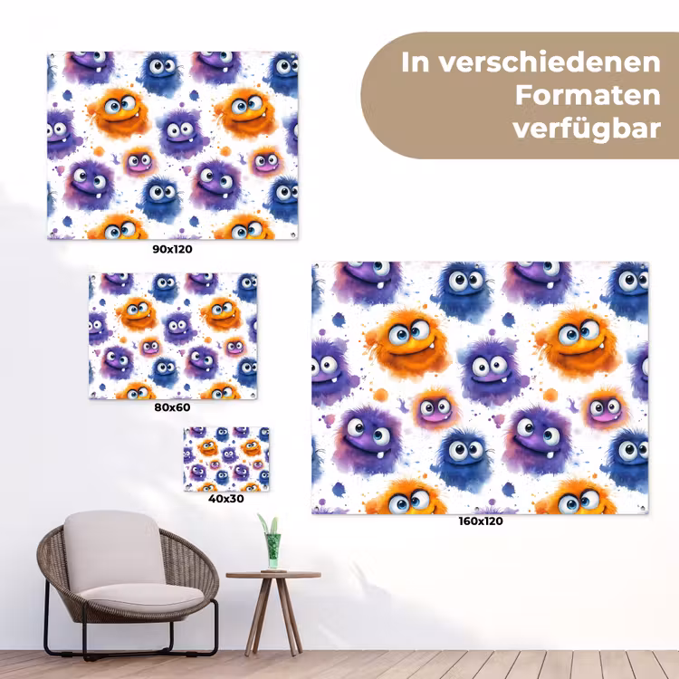 Monstertjes - Aquarel - Kleurrijk tuinposter los doek klein 239 -Xsfeer9_DE