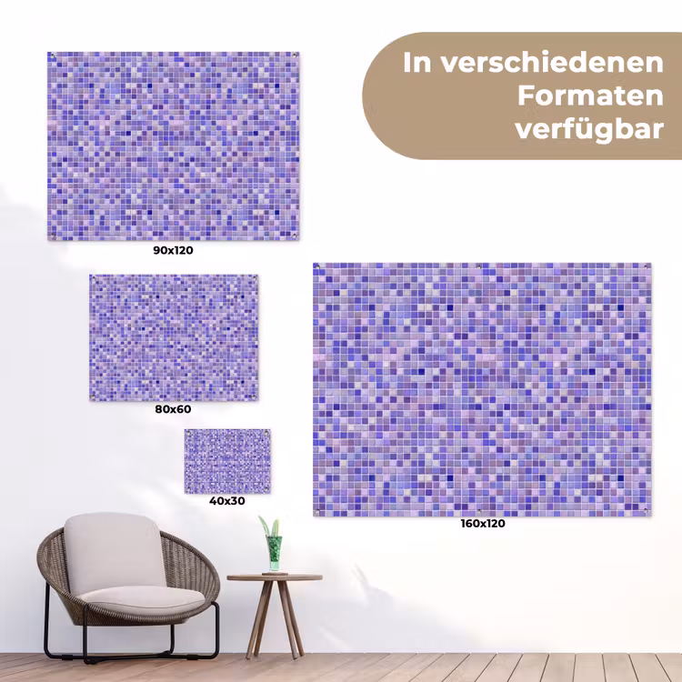 Mozaïek - Tegels - Lila - Amethist tuinposter los doek klein 239 -Xsfeer9_DE
