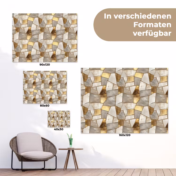 Mozaïek - Marmer - Goud tuinposter los doek klein 239 -Xsfeer9_DE