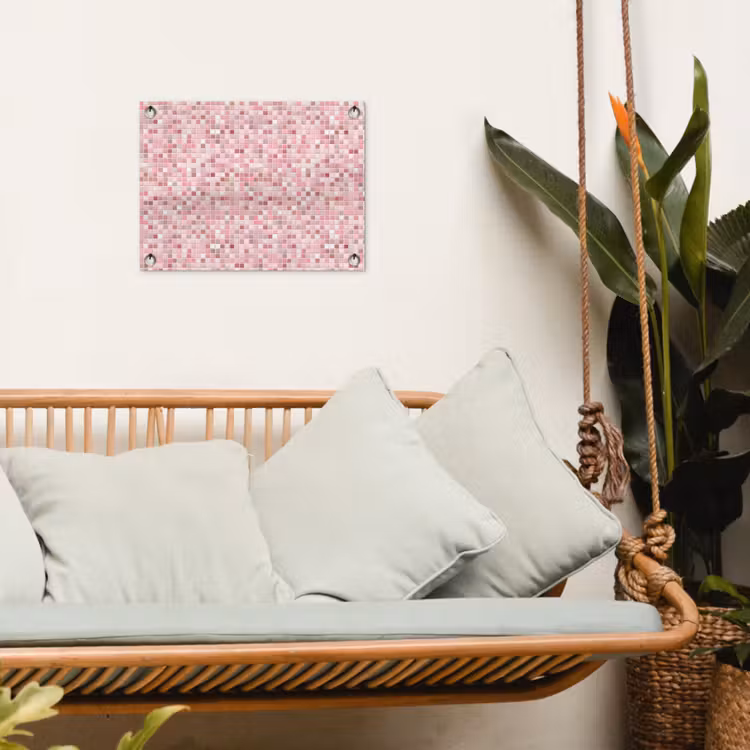 Mozaïek - Patroon - Roze tuinposter los doek klein 239 -sfeer7