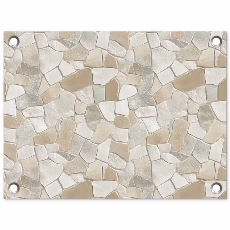 Mozaïek - Stenen - Beige tuinposter los doek klein 239 -3d