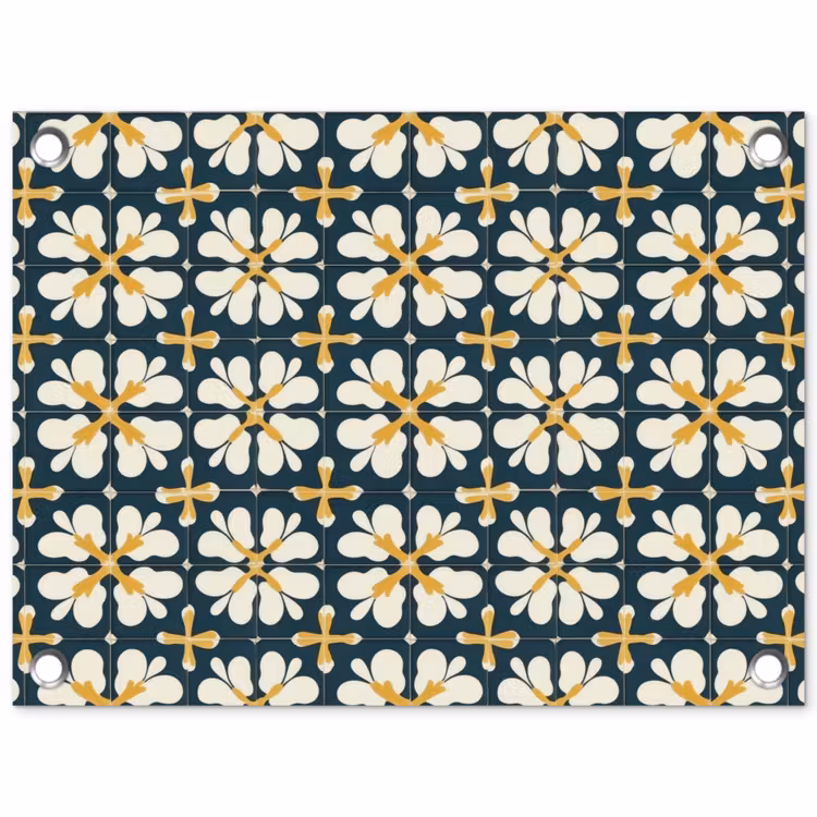Motief - Tegel - Okergeel tuinposter los doek klein 239 -3d