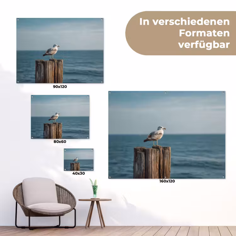 Meeuw - Paal - Zee tuinposter los doek klein -Xsfeer9_DE