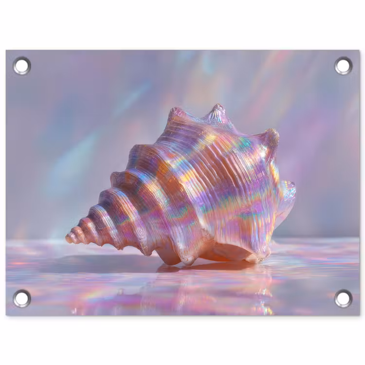 Schelp - Glanzend - Regenboogtinten tuinposter los doek klein -3d