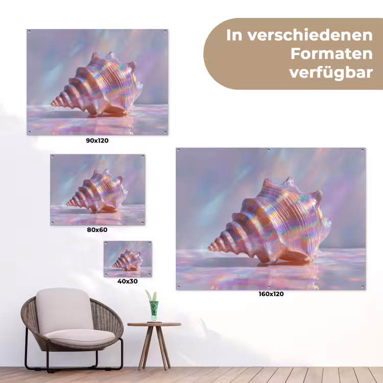 Schelp - Glanzend - Regenboogtinten tuinposter los doek klein -Xsfeer9_DE