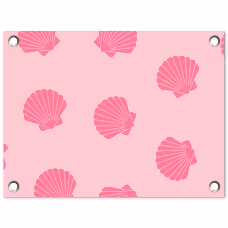 Schelp - Patroon - Zee - Modern - Roze tuinposter los doek klein -3d