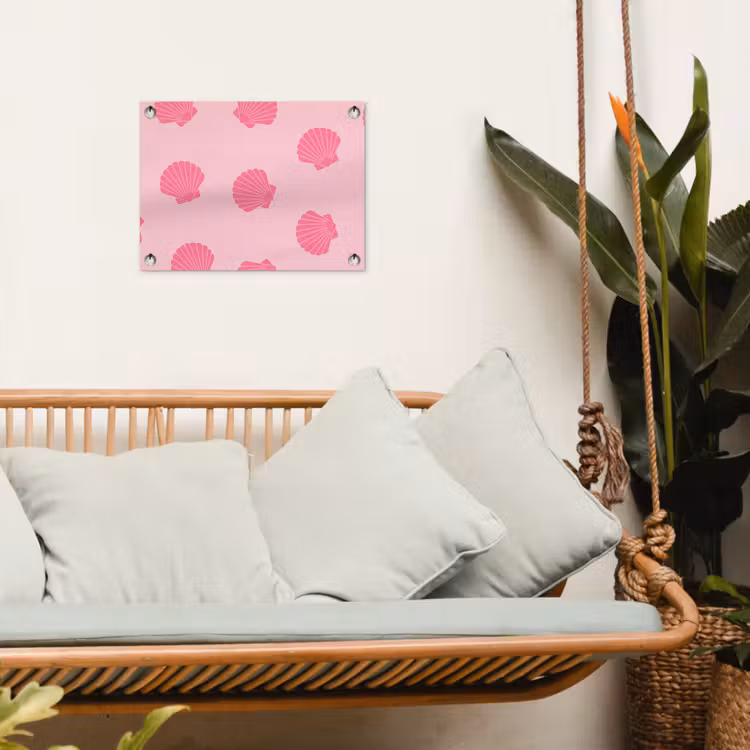 Schelp - Patroon - Zee - Modern - Roze tuinposter los doek klein -sfeer7
