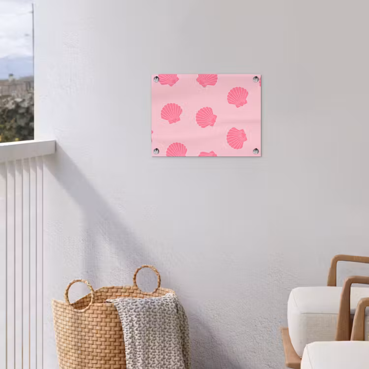 Schelp - Patroon - Zee - Modern - Roze tuinposter los doek klein -sfeer8