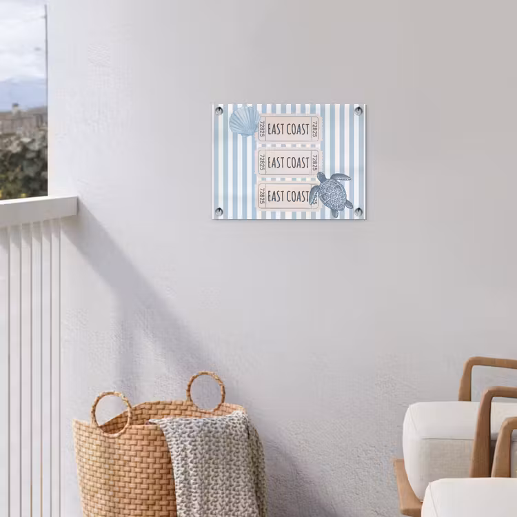 Schelp - Oceaan - Kust - Blauw - Illustratie tuinposter los doek klein -sfeer8