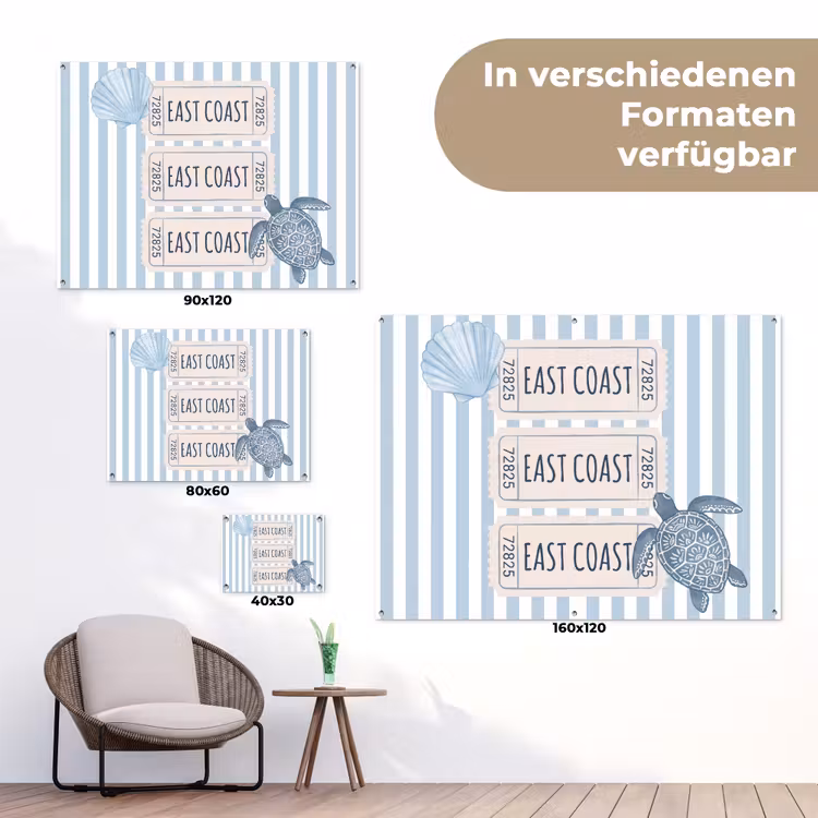 Schelp - Oceaan - Kust - Blauw - Illustratie tuinposter los doek klein -Xsfeer9_DE