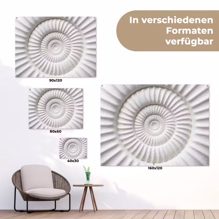 Schelp - Spiraal - Wit tuinposter los doek klein -Xsfeer9_DE