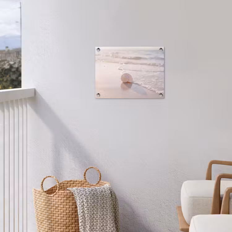 Zeeschelp - Strand - Zee - Natuur - Beige tuinposter los doek klein -sfeer8