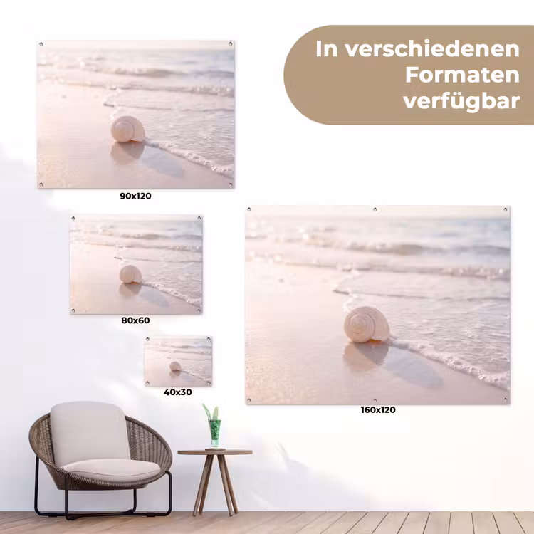 Zeeschelp - Strand - Zee - Natuur - Beige tuinposter los doek klein -Xsfeer9_DE