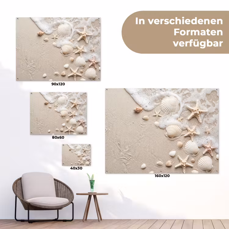Schelpen - Zeesterren - Strand tuinposter los doek klein -Xsfeer9_DE