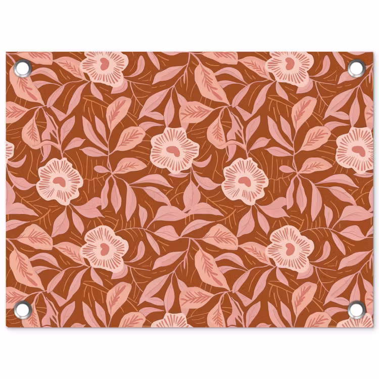 Patroon - Bladeren - Terracotta tuinposter los doek klein 239 -3d