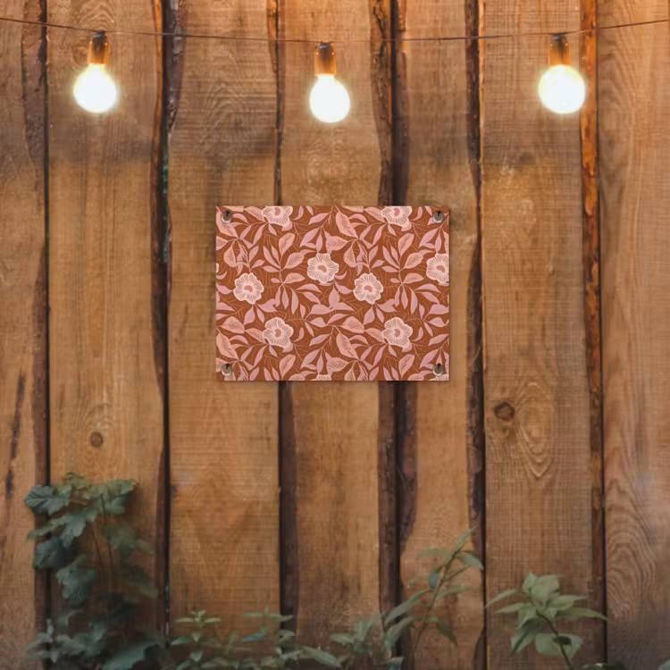 Patroon - Bladeren - Terracotta tuinposter los doek klein 239 -sfeer1