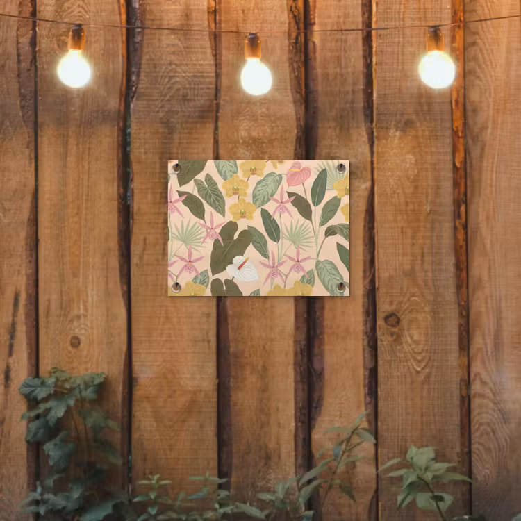 Patroon - Bloemen - Kleurrijk tuinposter los doek klein -sfeer1