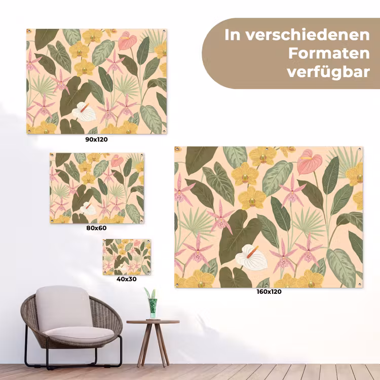 Patroon - Bloemen - Kleurrijk tuinposter los doek klein -Xsfeer9_DE