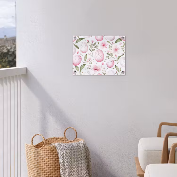 Patroon - Eieren - Roze - Pasen tuinposter los doek klein -sfeer8