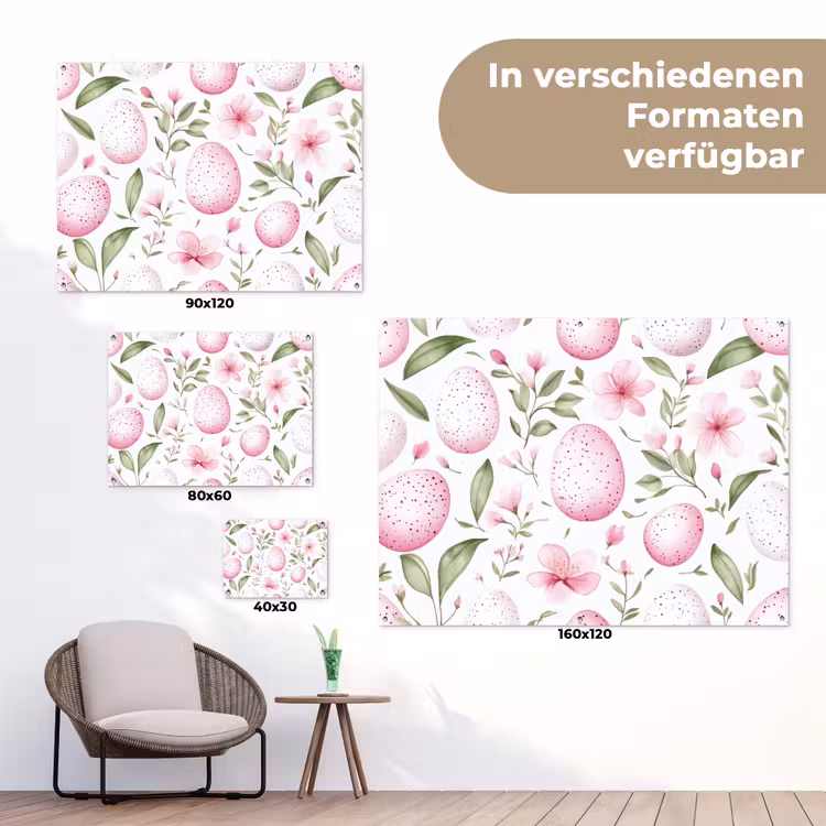Patroon - Eieren - Roze - Pasen tuinposter los doek klein -Xsfeer9_DE