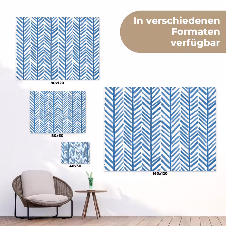 Patroon - Streep - Blauw tuinposter los doek klein 239 -Xsfeer9_DE