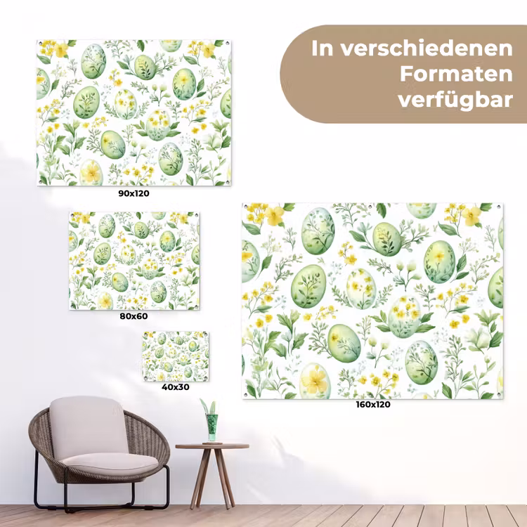 Patroon - Groen - Eieren tuinposter los doek klein -Xsfeer9_DE