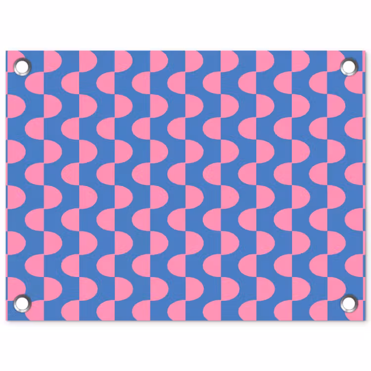 Patroon - Halve cirkels - Abstract - Modern - Roze - Blauw tuinposter los doek klein -3d