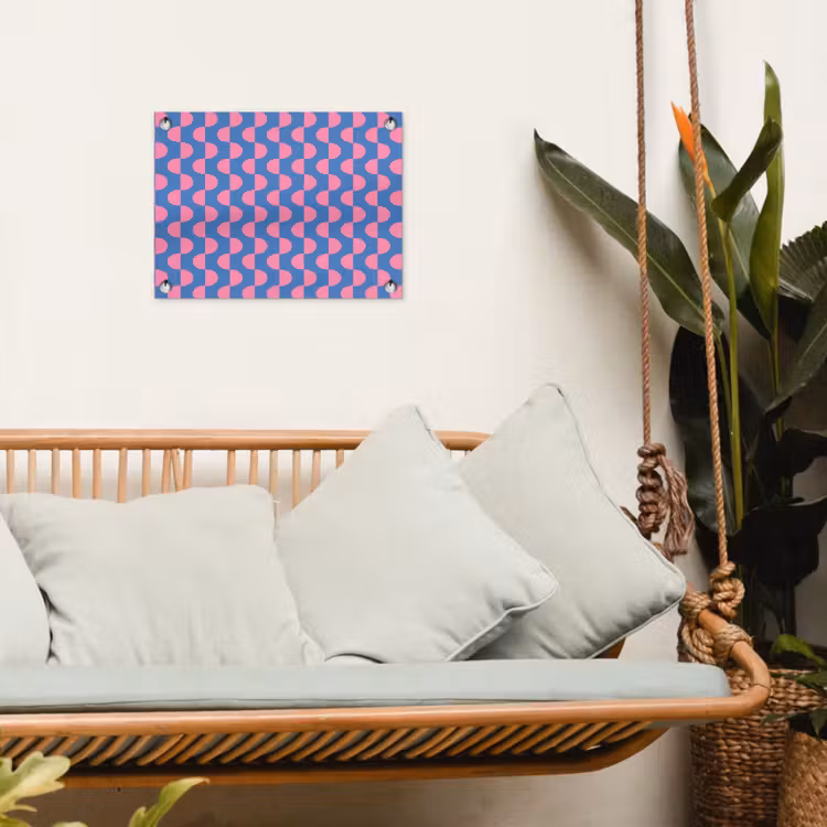 Patroon - Halve cirkels - Abstract - Modern - Roze - Blauw tuinposter los doek klein -sfeer7