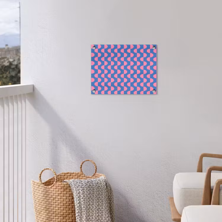 Patroon - Halve cirkels - Abstract - Modern - Roze - Blauw tuinposter los doek klein -sfeer8