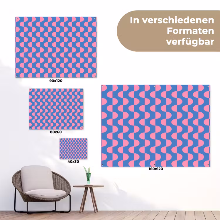 Patroon - Halve cirkels - Abstract - Modern - Roze - Blauw tuinposter los doek klein -Xsfeer9_DE
