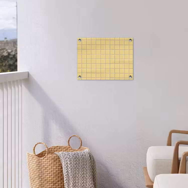 Patroon - Tegels - Geel tuinposter los doek klein 239 -sfeer8