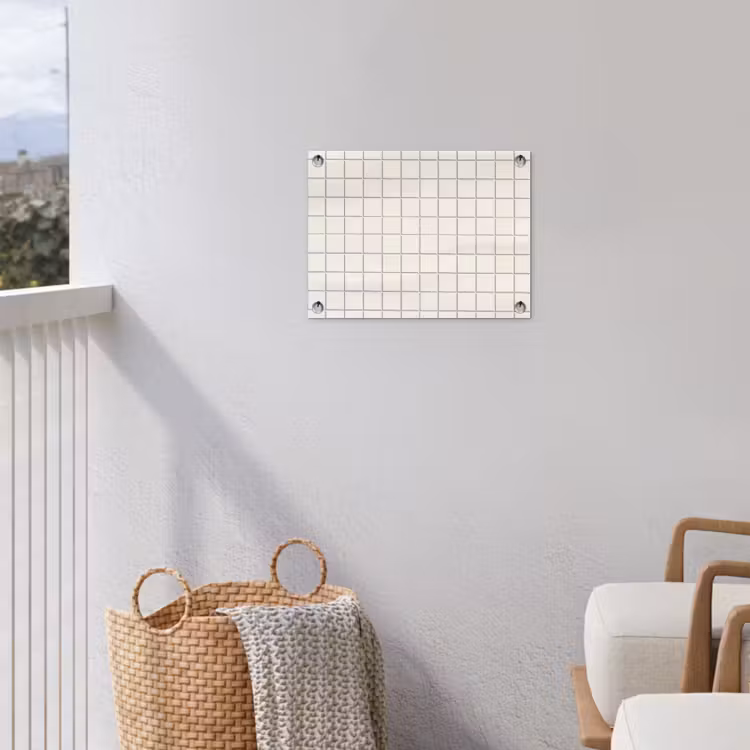 Patroon - Tegels - Wit tuinposter los doek klein 239 -sfeer8
