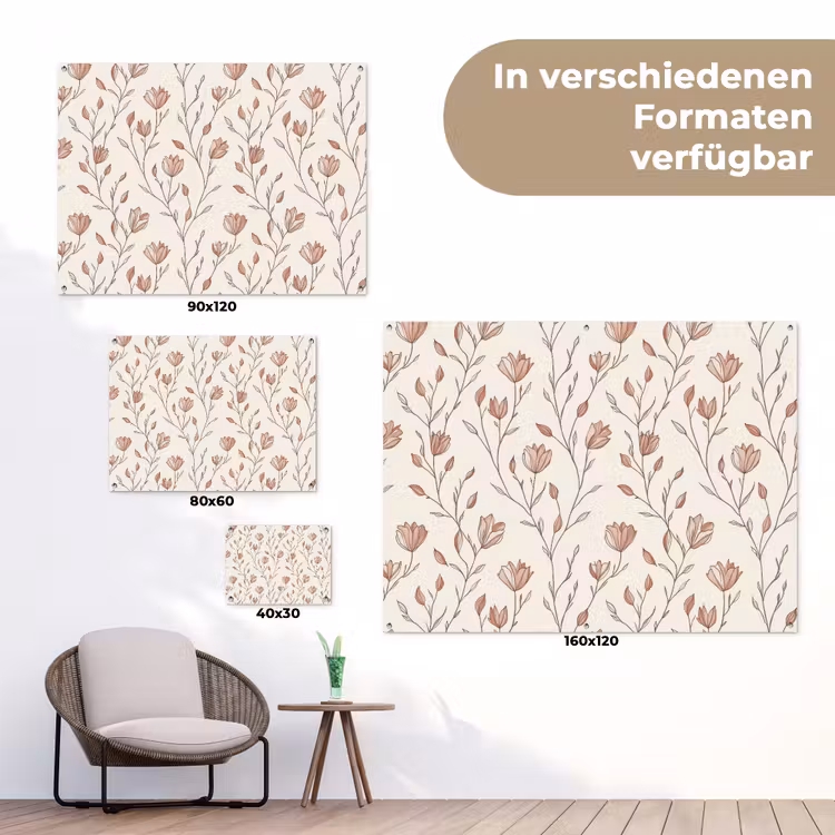 Patroon - Klassiek - Roze tuinposter los doek klein 239 -Xsfeer9_DE