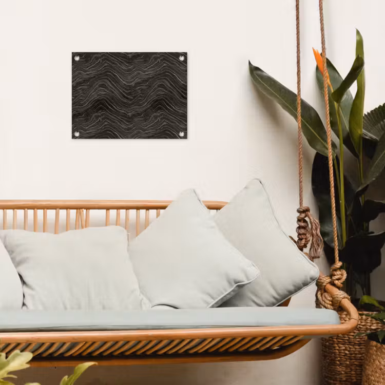 Patroon - Contrast - Antraciet tuinposter los doek klein 239 -sfeer7