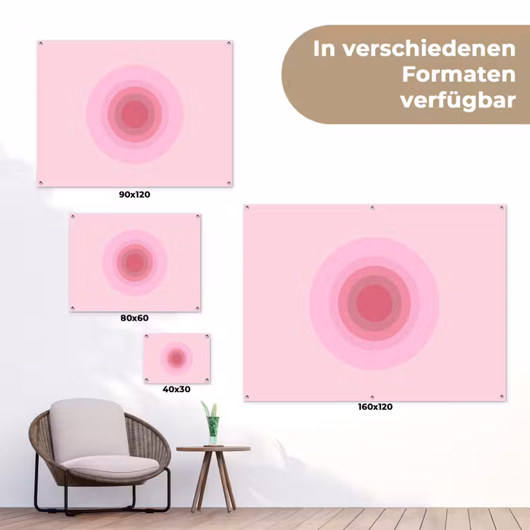 Patroon - Cirkels - Abstract - Roze - Modern tuinposter los doek klein -Xsfeer9_DE