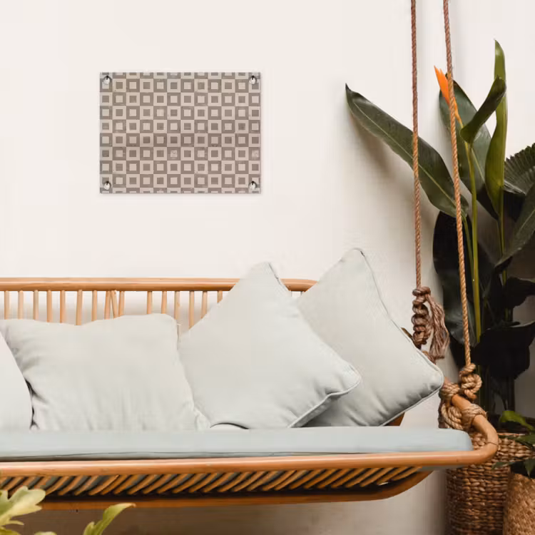Patroon - Marmer - Beige tuinposter los doek klein 239 -sfeer7