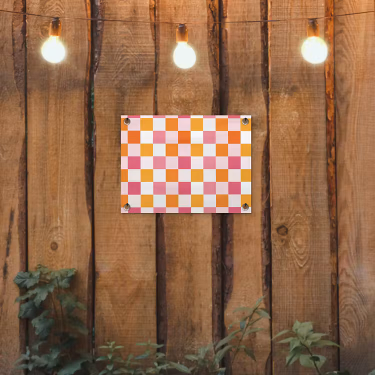 Patroon - Vierkant - Roze tuinposter los doek klein 239 -sfeer1