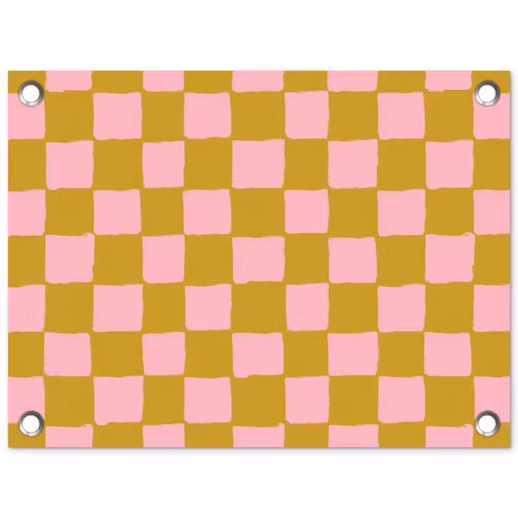Patroon - Vierkant - Roze tuinposter los doek klein 239 -3d