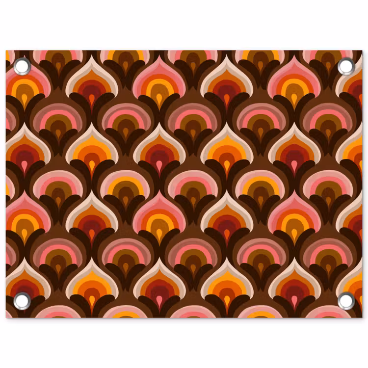 Patroon - Retro - Kleurrijk tuinposter los doek klein 239 -3d