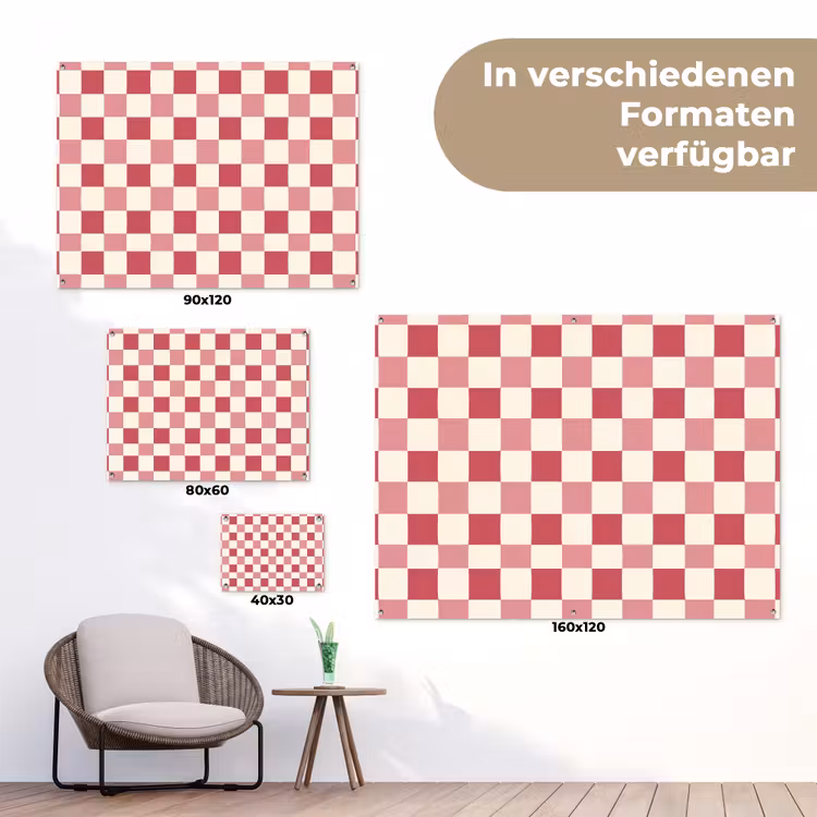Patroon - Schaak - Roze tuinposter los doek klein 239 -Xsfeer9_DE