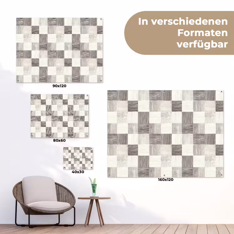 Patroon - Dambord - Houtnerf tuinposter los doek klein 239 -Xsfeer9_DE