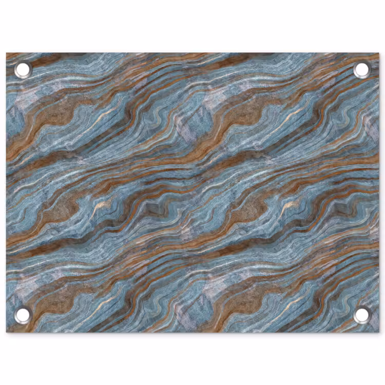 Patroon - Steen - Blauw tuinposter los doek klein 239 -3d