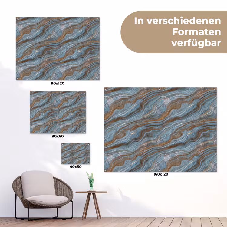 Patroon - Steen - Blauw tuinposter los doek klein 239 -Xsfeer9_DE