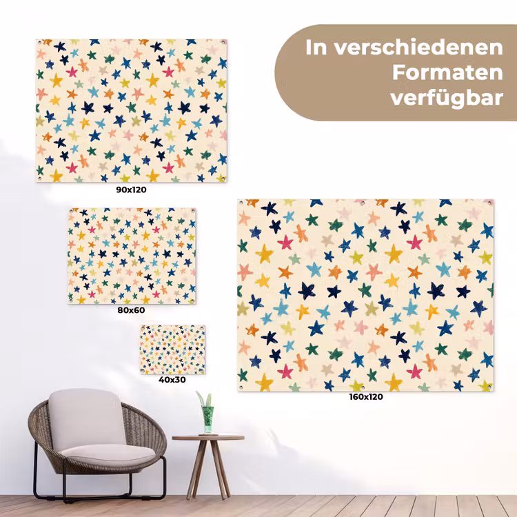Patroon - Sterren - Kleurrijk tuinposter los doek klein 239 -Xsfeer9_DE