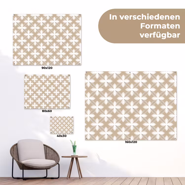Patroon - Symmetrisch - Beige tuinposter los doek klein 239 -Xsfeer9_DE