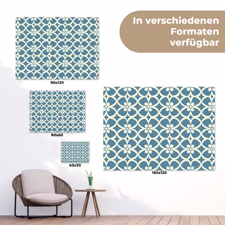 Patroon - Symmetrisch - Blauw tuinposter los doek klein 239 -Xsfeer9_DE