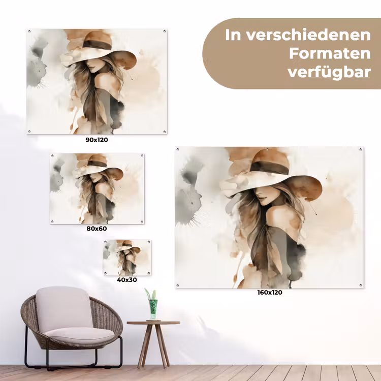 Mysterieus - Vrouw - Sepia tuinposter los doek klein -Xsfeer9_DE