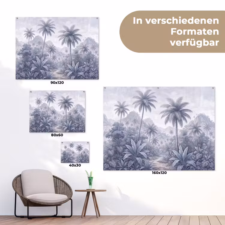 Natuur - Boom - Tropisch - Landschap - Blauw tuinposter los doek klein -Xsfeer9_DE